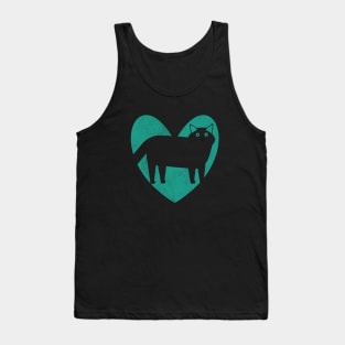 Cat Lover Heart - Turquoise Tank Top